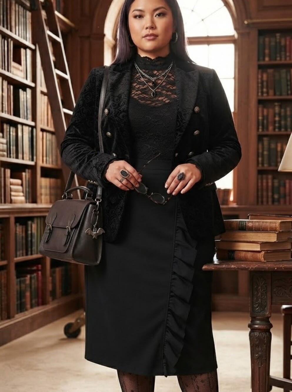 Womens Plus Size 18W Black Ruffle Front Faux Wrap Pencil Skirt Office Workwear